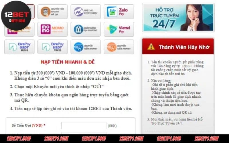 Các thao tác cần biết trong giao dịch nạp tiền tại nhà cái